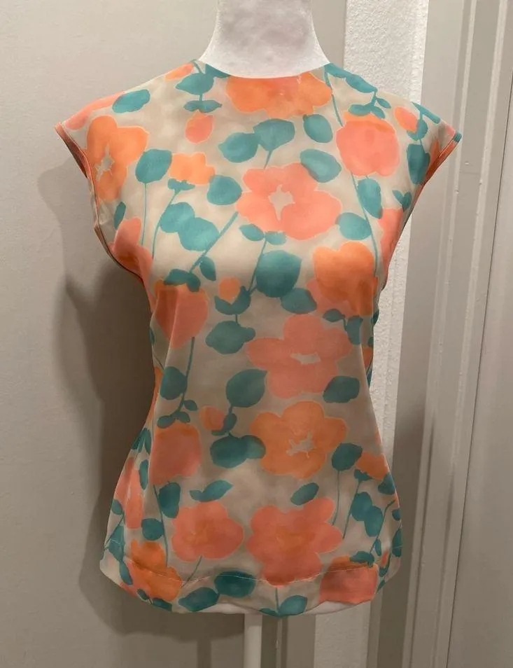 NWT VTG 80s Harve Benard Multicolored Floral Sleeveless Blouse Tank Top - 8 - Image 2