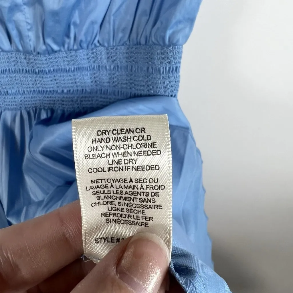 $345 Rebecca Taylor  Blue Smocked Waist Dress Women’s‎ Size Medium Designer - Image 8