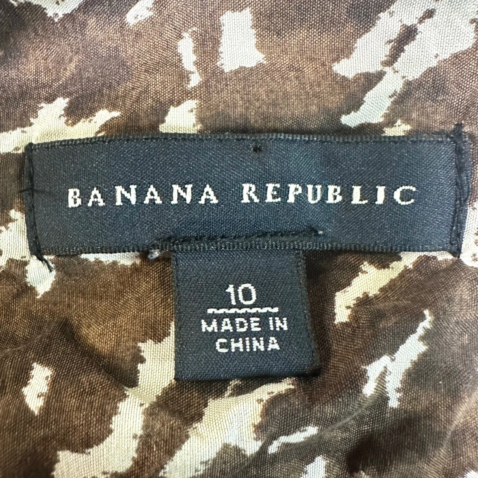 BANANA REPUBLIC Y2K 2000s 100% Silk Mini Bubble Skirt Brown Cream Women's 10 - Image 5