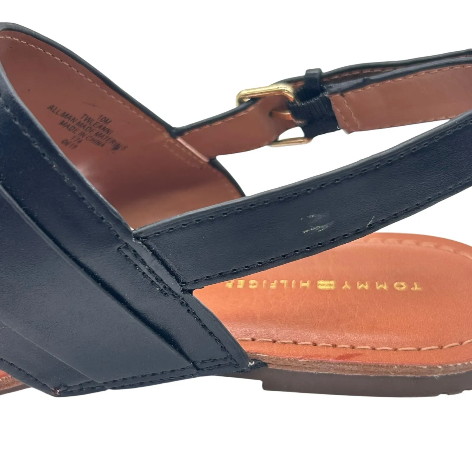 Tommy‎ Hilfiger Thong Sandals Womens 10M Black Buckle Detail Summer Shoes - Image 6