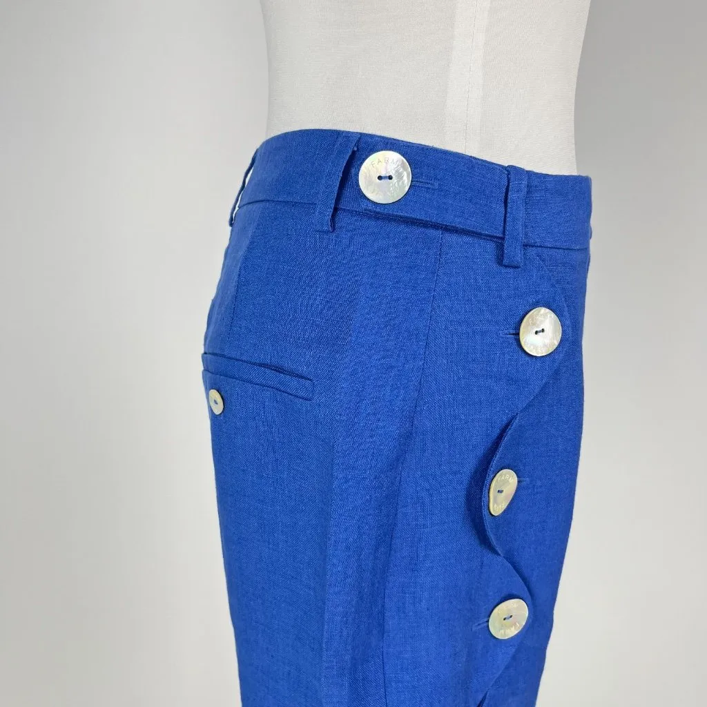 $ 248 NWOT FARM Rio Blue Linen High Waist Pants Size XXS W26 Women's - Image 7