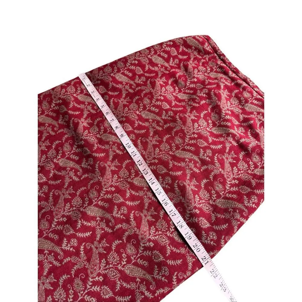 Vintage Nouveaux Red Paisley Print With Fringe Hem Straight Maxi Skirt Size 10 - Image 10