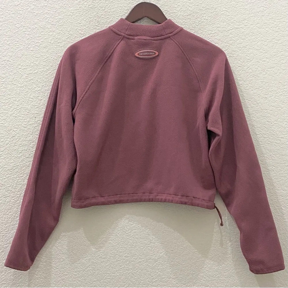 THE NORTH FACE TKA Mock Neck Fleece Cropped Sweatshirt in Mauve Pink Size M - Image 6