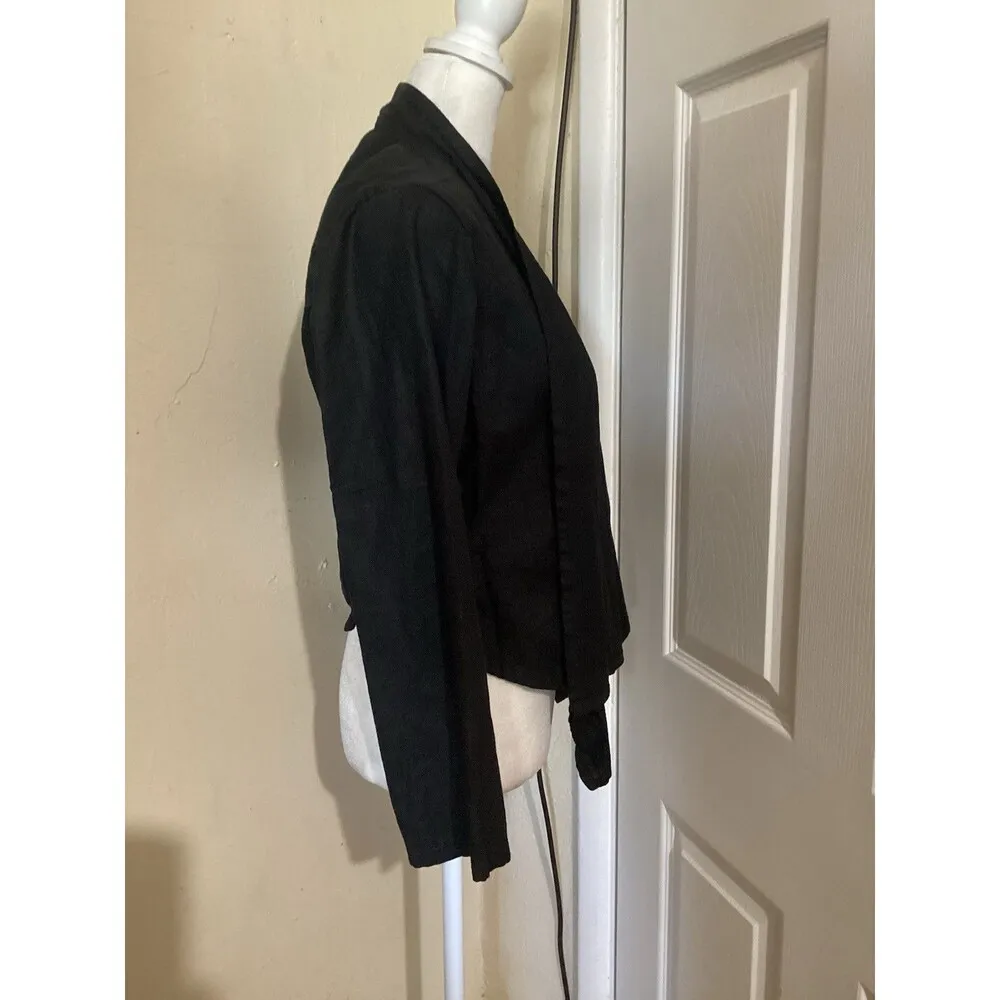 Soft Surroundings Black Alicante Linen Blend Topper Open Front Blazer PS - Image 3