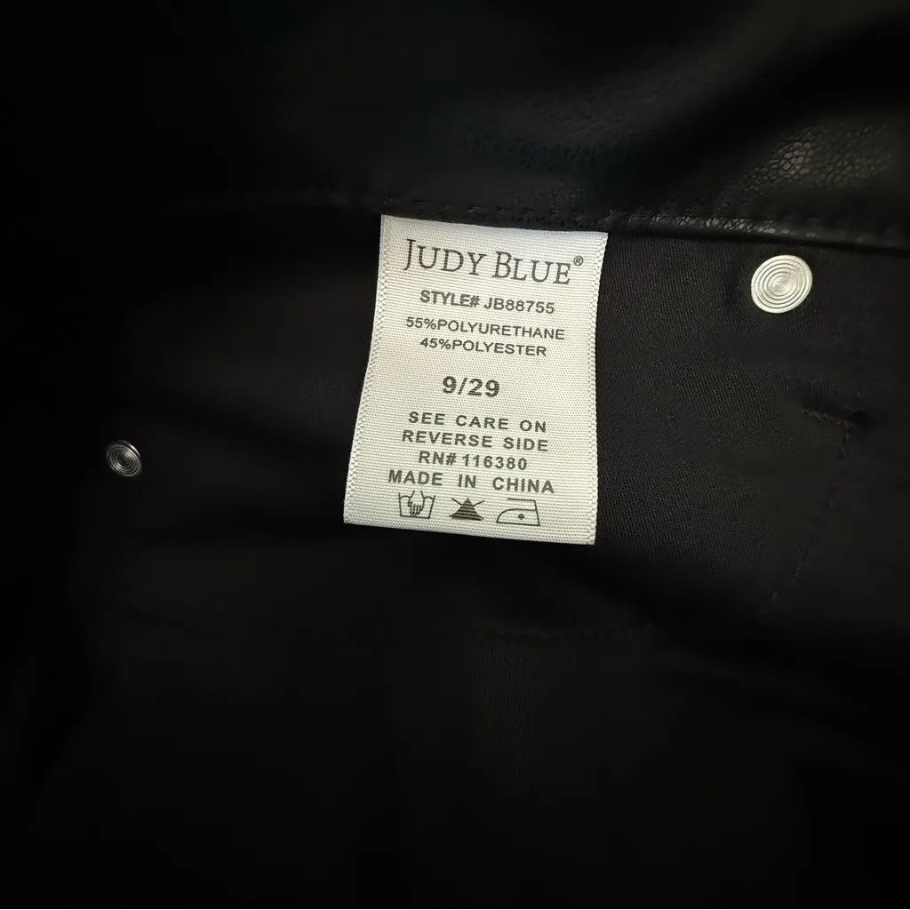 Judy Blue Faux Leather Pants‎ Size 9/29 Straight Leg NWT Style JB88755 - Image 8