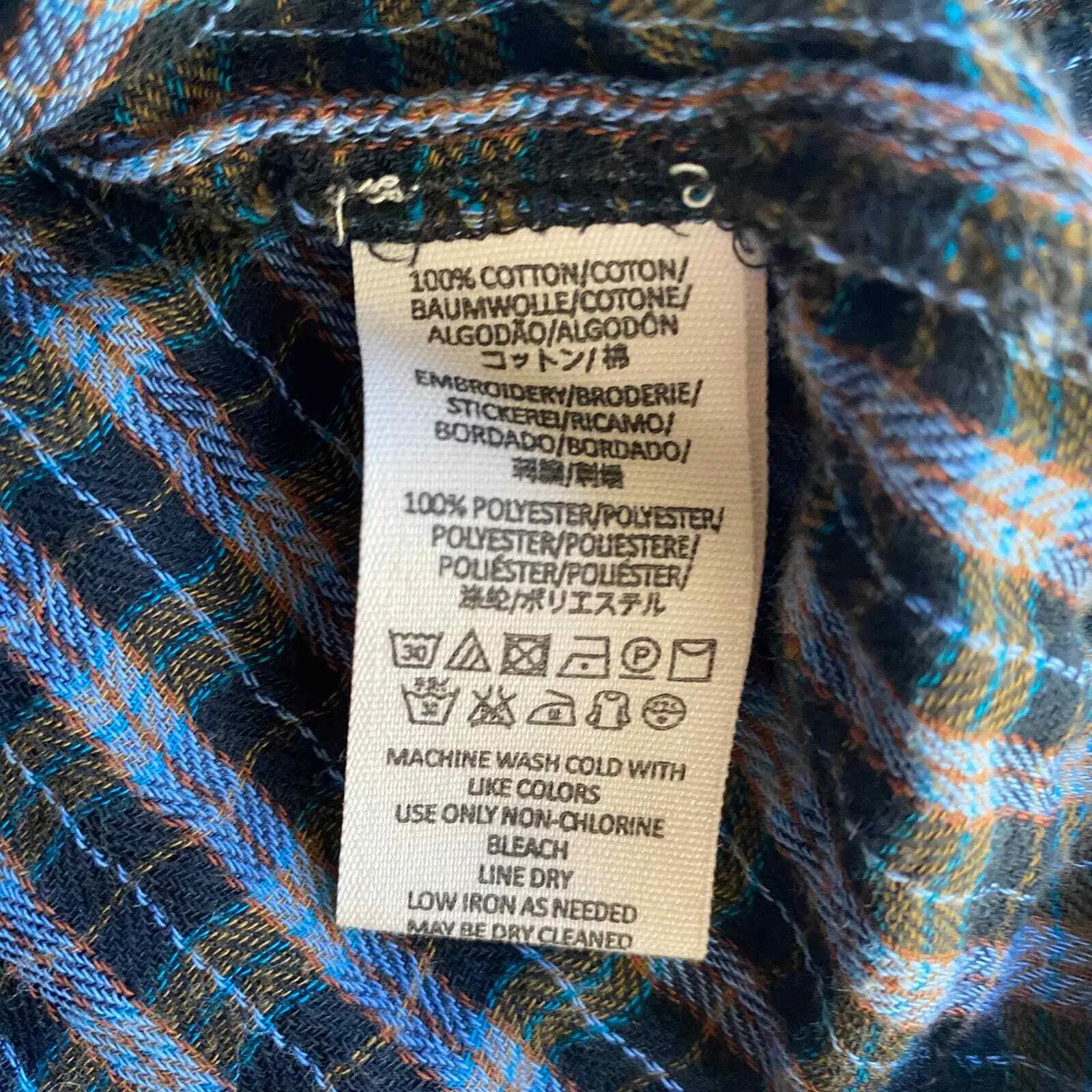 Free‎ People Flannel Shirt XS Blue Plaid Grunge Revival Western Dark Academia - Image 7