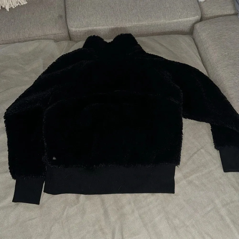 Zella Fleece Bomber Jacket Black Teddy Fleece Insulated Long Sleeve Zip Up - Image 5