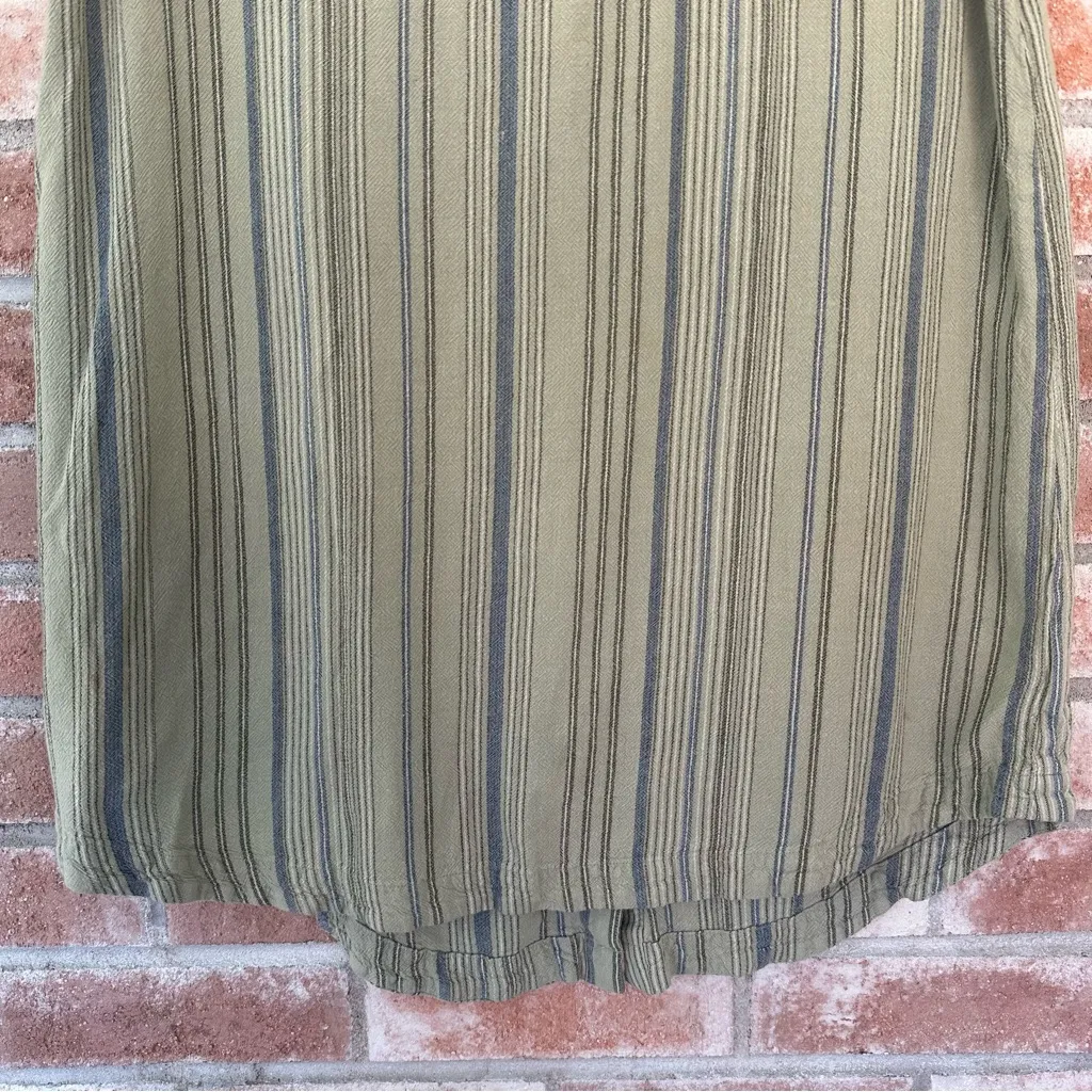 Cloth + Stone T Shirt Pocket Tunic Dress Linen Blend Women’s Medium Green Stripe - Image 3