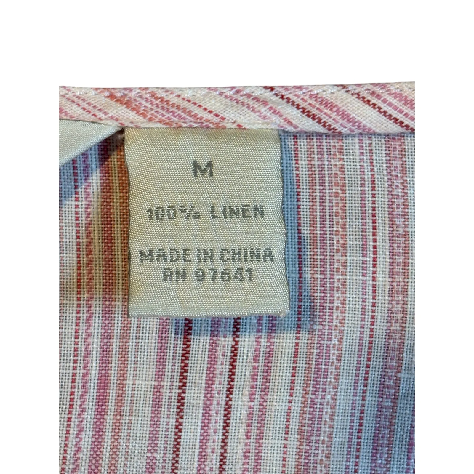 J Jill Linen Striped V Neck Button Up‎ Long Sleeve Shirt Top Women Size Medium - Image 8