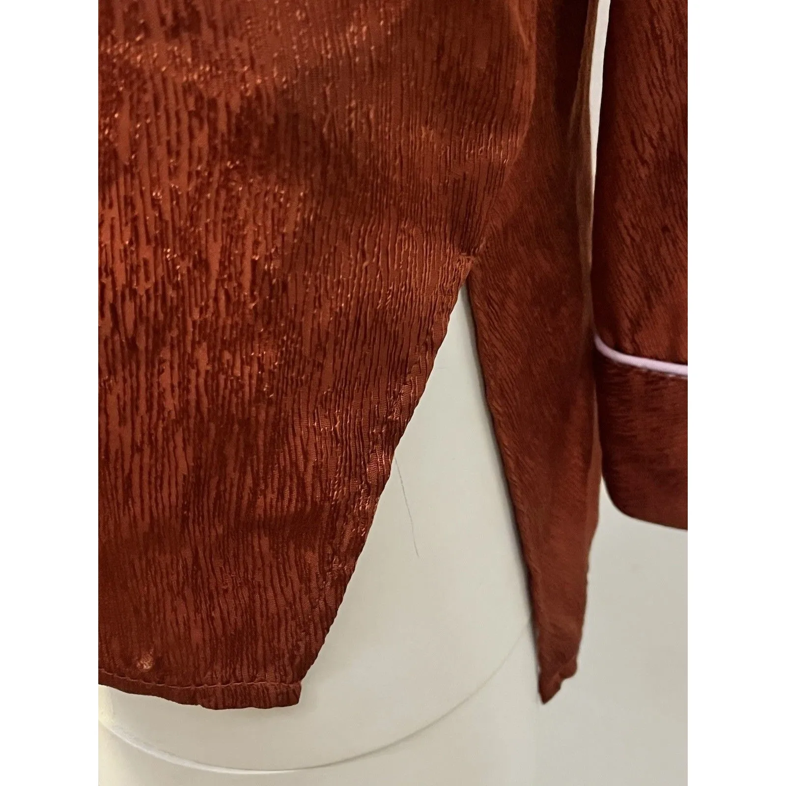 Womens Silk Shirt Small Bronze Metallic Dreamy Artsy Fairy Boho Mystical Formal Brown - Image 6