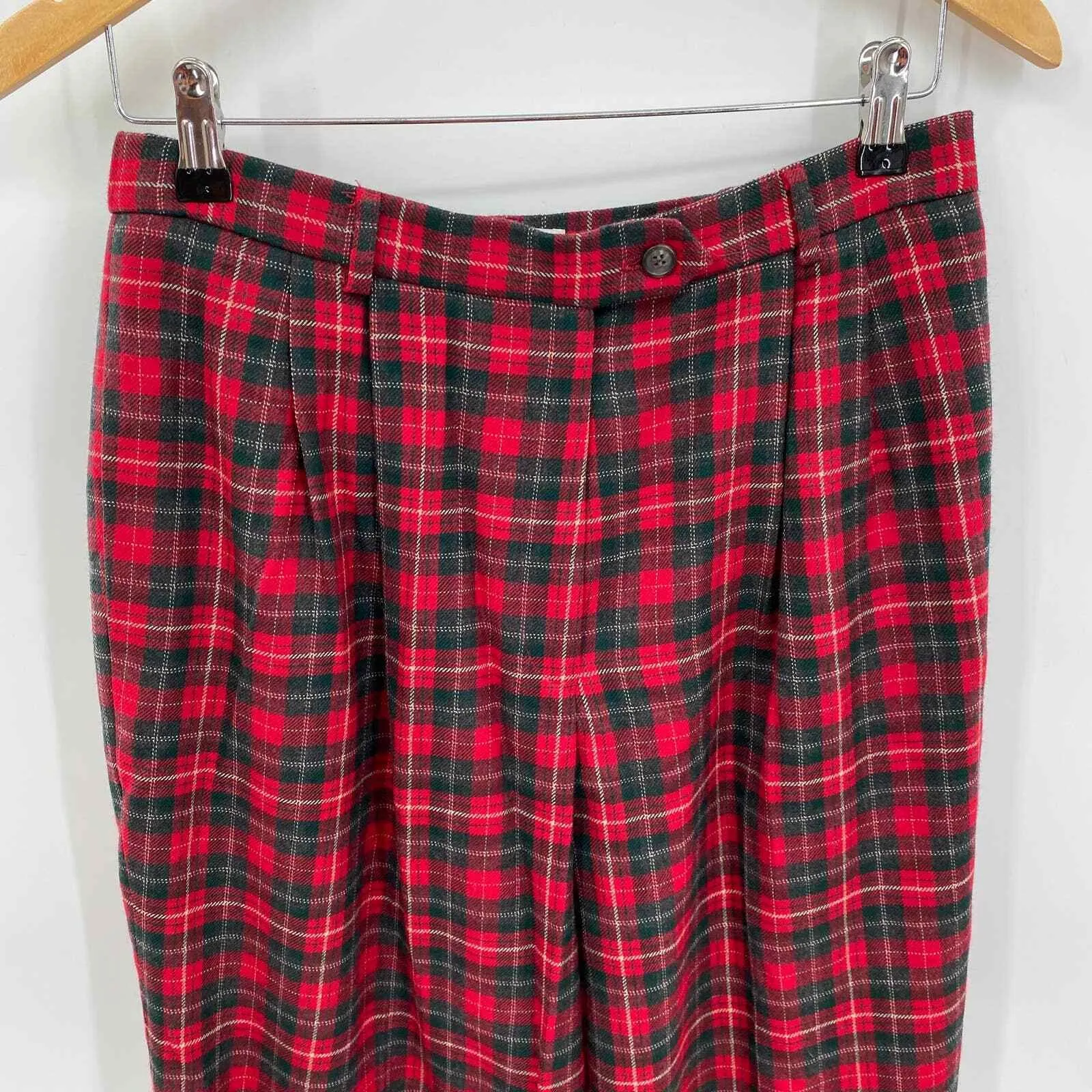 Vintage Talbots Trouser Pants Womens 12 Red Tartan Plaid‎ Wool Lined High Waist - Image 5