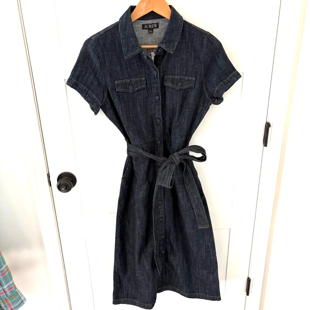 J. Crew Cotton Denim Midi Shirtwaist Dress. Size 2. - Image 3