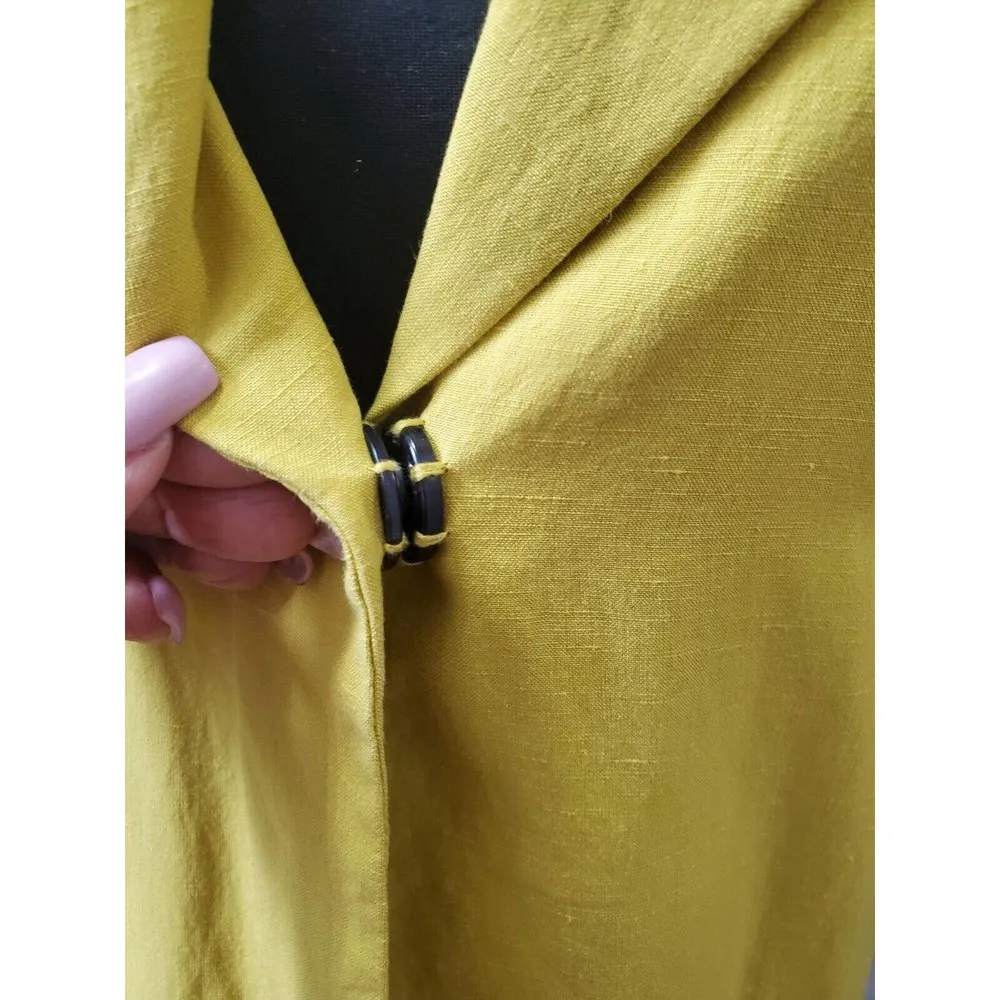 Coldwater Creeks Women's Yellow Silk Single Breasted Short Sleeve Blazer 20-22 - Image 4