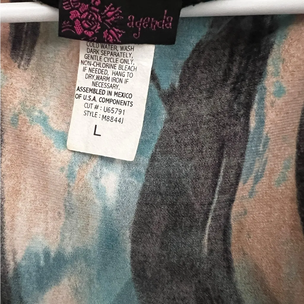 Agenda Blue and Tan Abstract Top Size L - Image 3