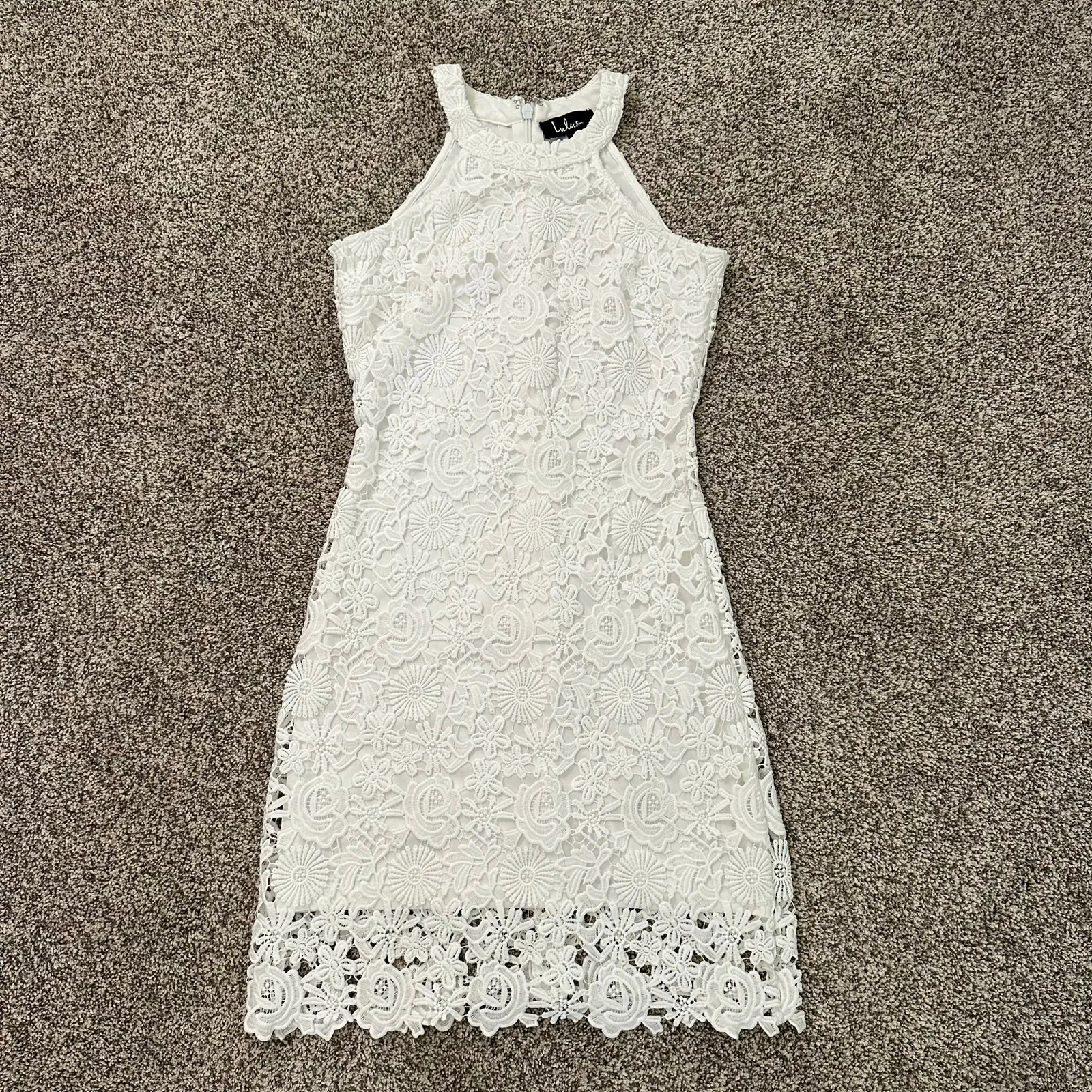 Lulus Love Poem white floral lace sleeveless mini dress size S - Image 2