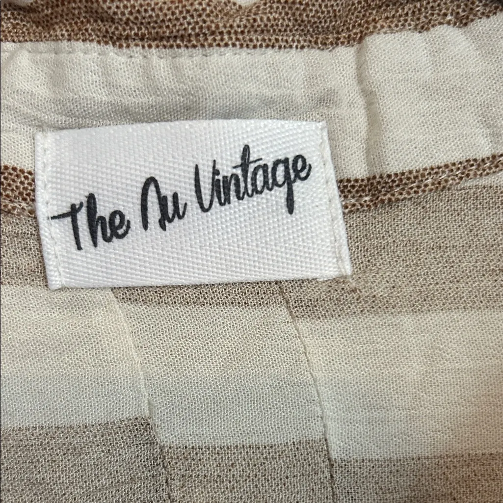 The Nu Vintage Tan and White Striped Button - Image 2