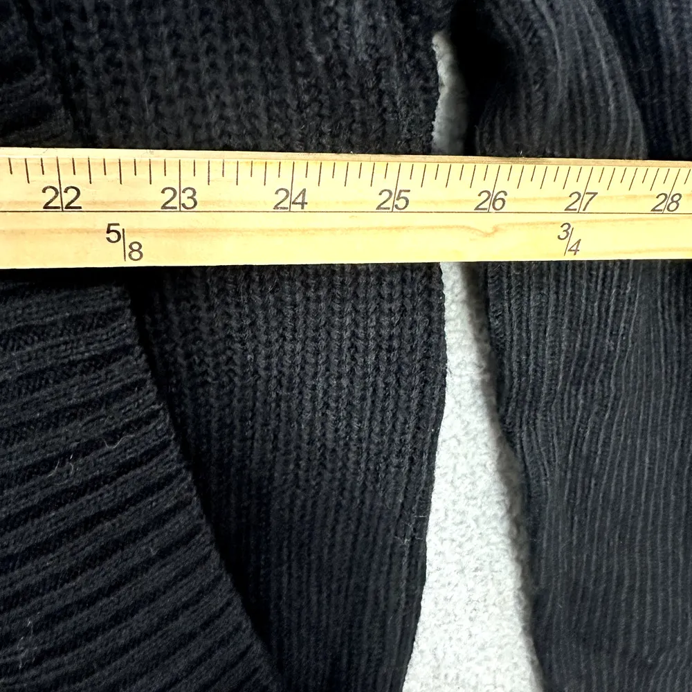 Neiman Marcus  Cardigan Womens Large‎ Black Open Front Cold Shoulder Minimalist - Image 5