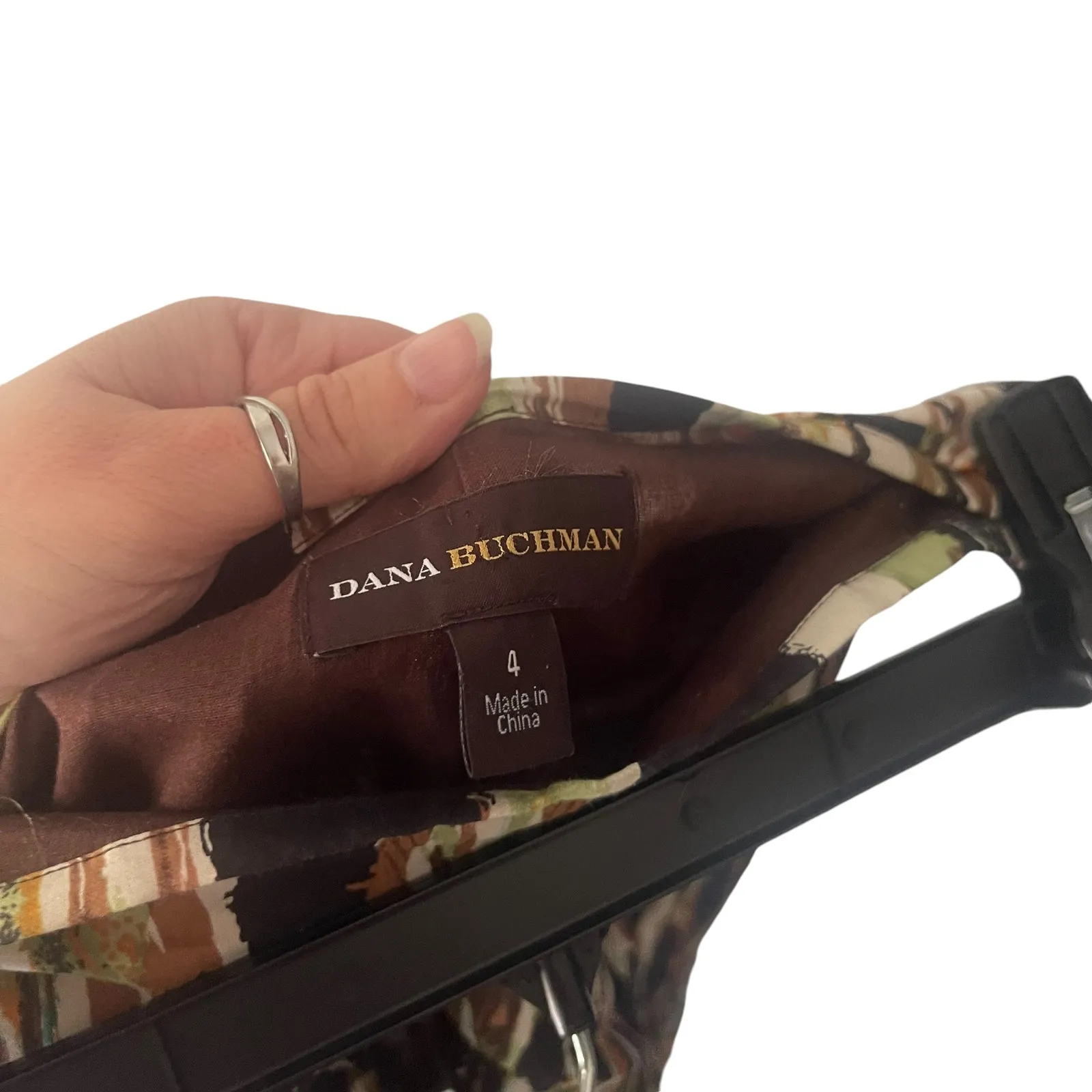 Dana Buchman Women's Size 4 Hippie Boho Artsy‎ Brown Green Above Knee Skirt - Image 5