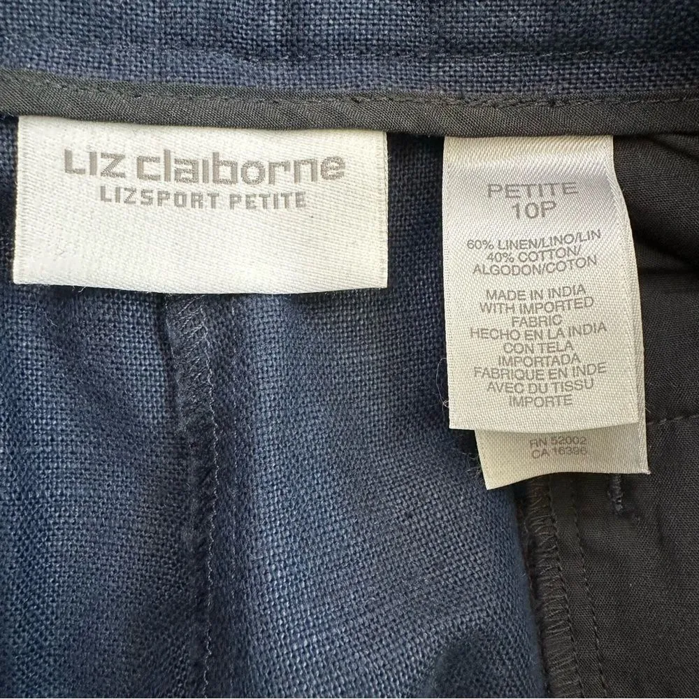NWT Liz Claiborne Linen Blend Kylie Navy Blue Wrinkle Free Pants - Image 9