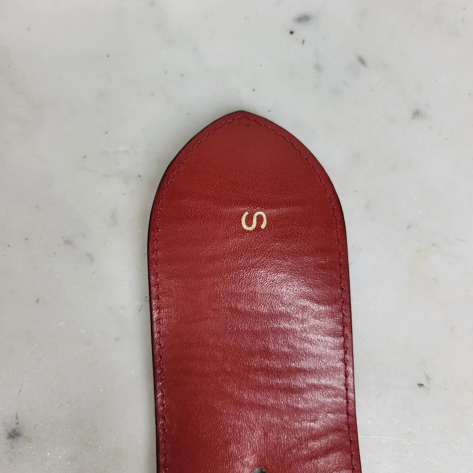 Paloma Picasso Red Leather Gold Chain Buckle Belt Made in Italy Vintage 31x2 - Image 14