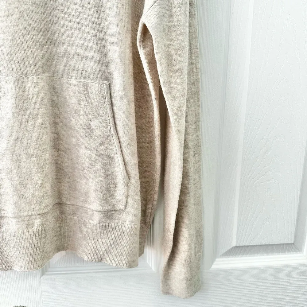 Theory Wool Blend Oatmeal Beige Aria Knit Hooded Pullover Sweater Large - Image 7