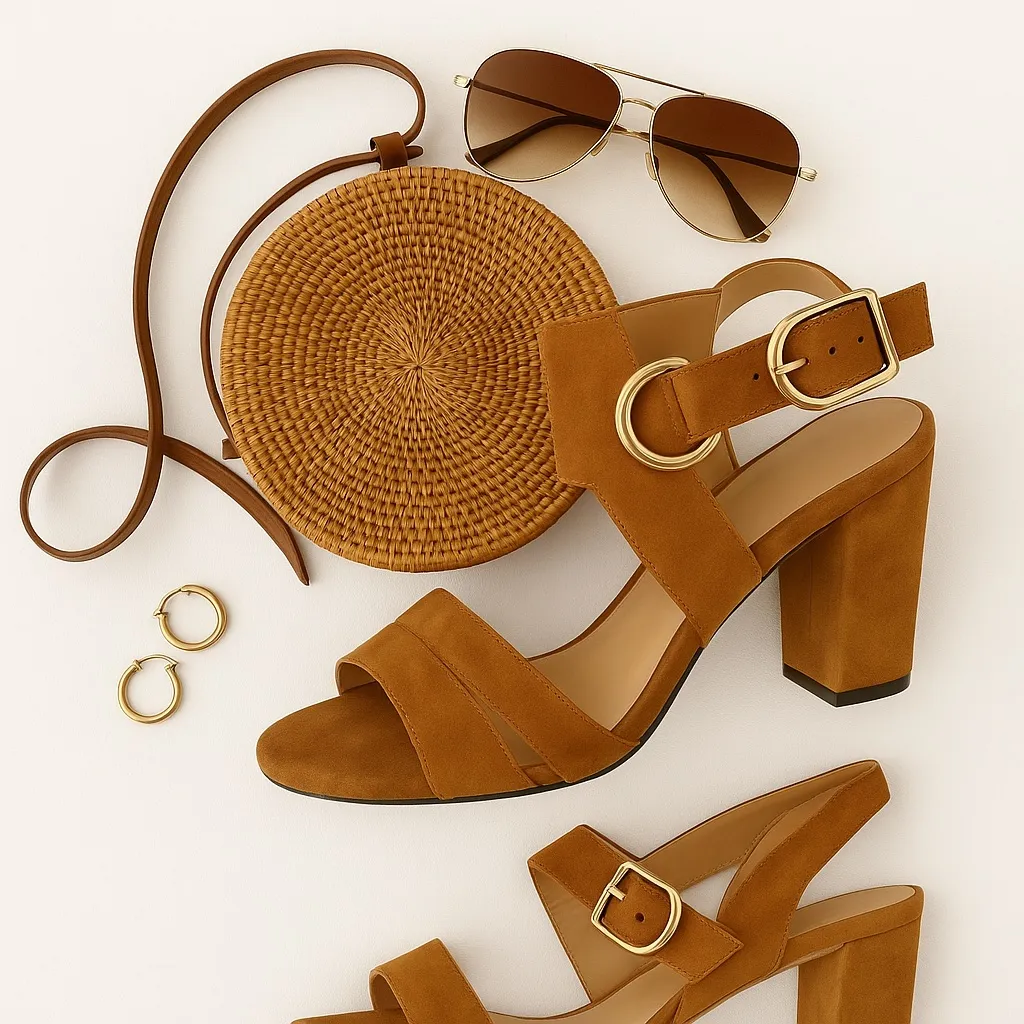 Jones New York Jasmine Suede Block Heel Sandals Tan Beige 3.5in Size 8.5 in EUC - Image 10