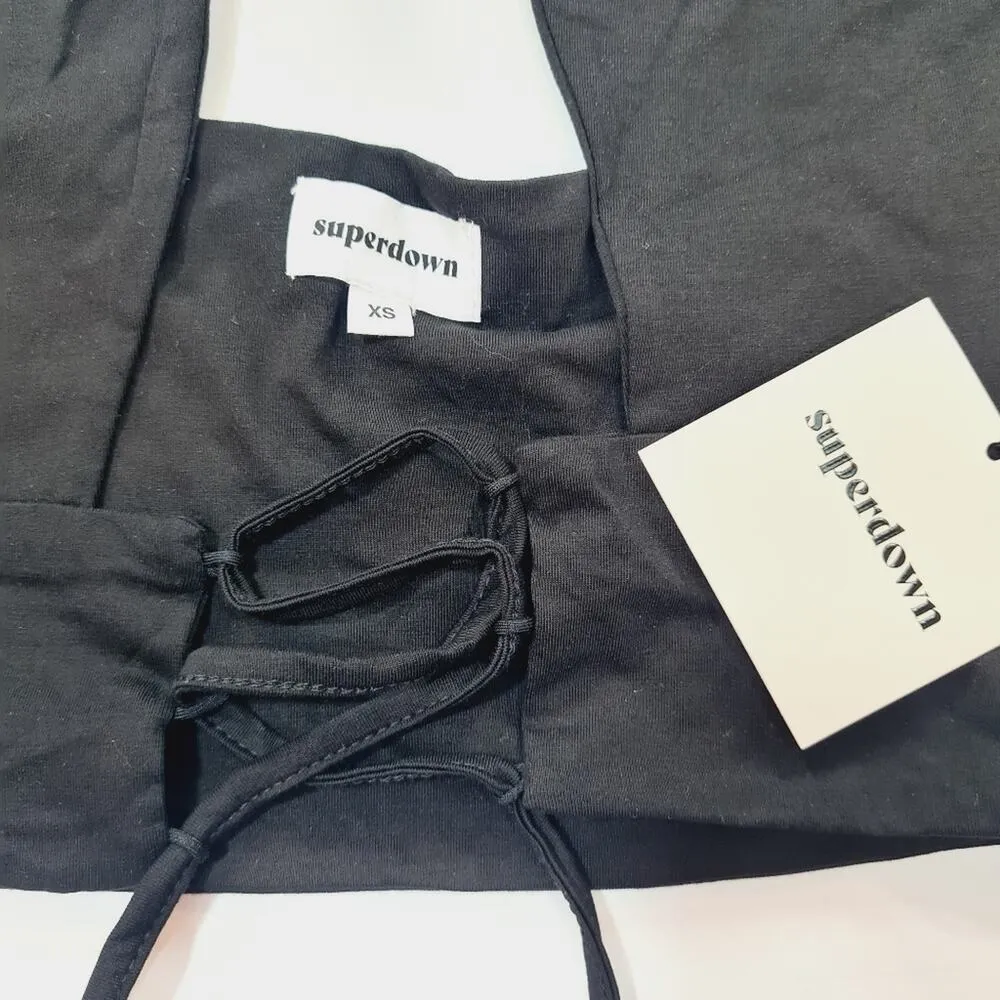 Superdown Emmy Lace Up Top in Black XS - Image 4