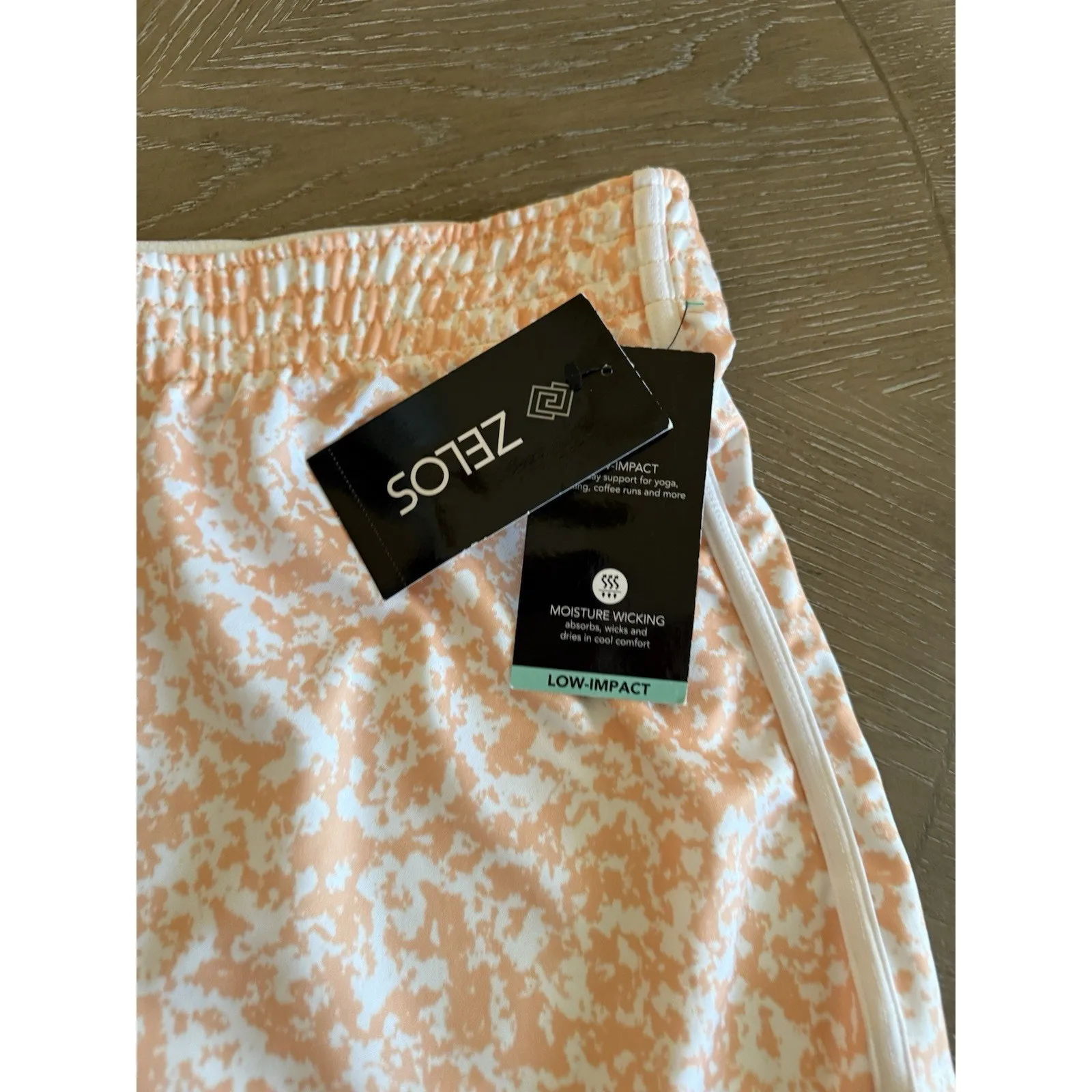 Zelos women's running shorts in an orange and white print with white trim XXL - Image 3