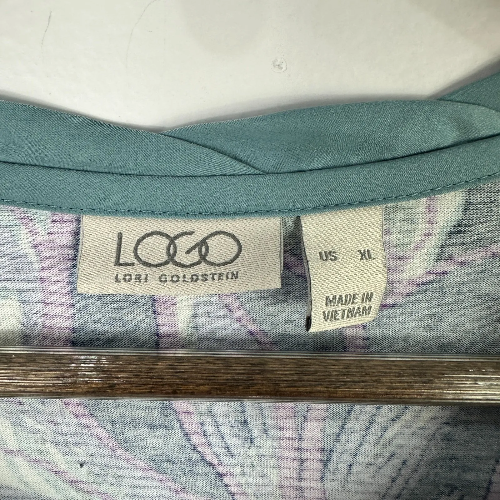 LOGO Lori Goldstein Top XL Multicolor Floral Print Tunic Boho Layered Hem‎ Artsy - Image 2