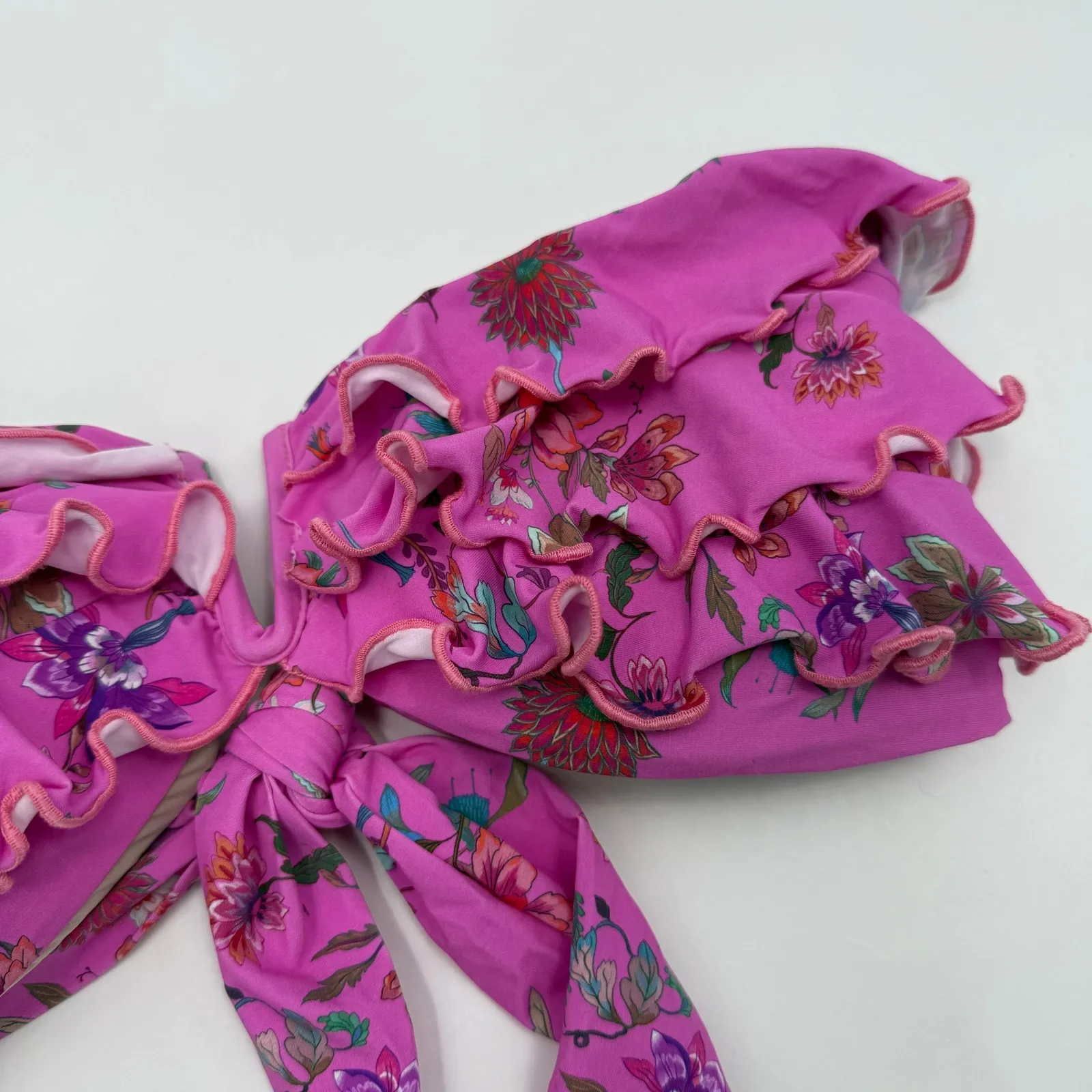 PQ SWIM PILYQ Bikini Top Size Large NEW Bandeau Sample Strapless Ruffle NWOT Purple - Image 5