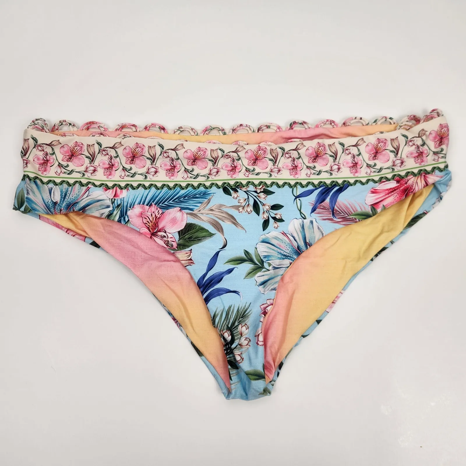 Agua Bendita Zoe Bikini Bottom In Sally Floral Blue Size 3XL NWT - Image 2
