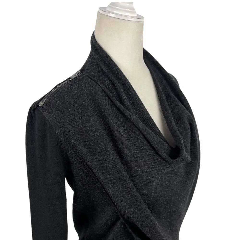 All Saints Drina Draped 100% Wool Knit Asymmetrical Zip Cardigan Sweater Size 0 - Image 8