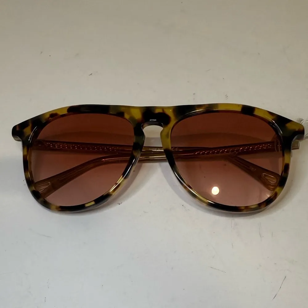 Chloé Havana Brown / Orange Aviator Pilot Sunglasses 56mm Tortoise Shell NEW - Image 4