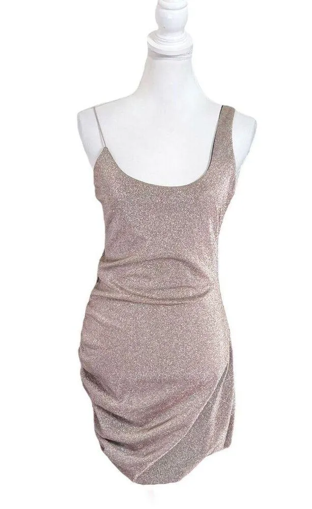 ALIX NYC Revolve Emmons Metallic Ruched Mini Dress Jersey Knit In Blush Size M Pink Size M - Image 1