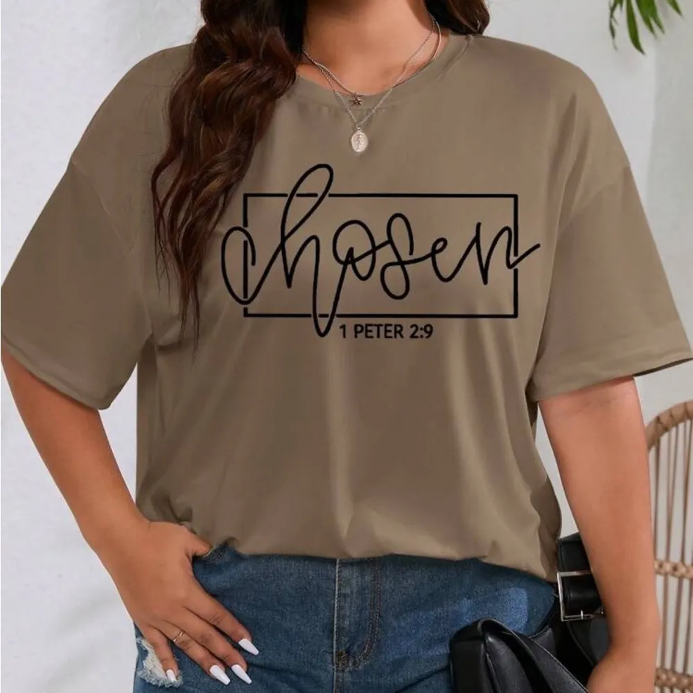 SHEIN EZwear Plus Letter Graphic Drop Shoulder Tee Graphic Tees Women Tops - Image 6