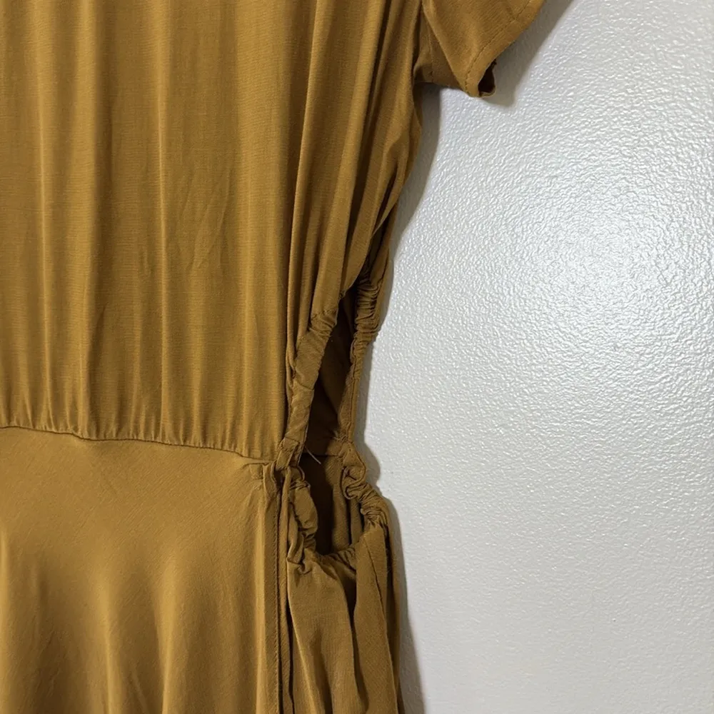 A New Day Brown Midi Dress Lightweight Cutout asymmetrical Hem Tie Back Size M - Image 6