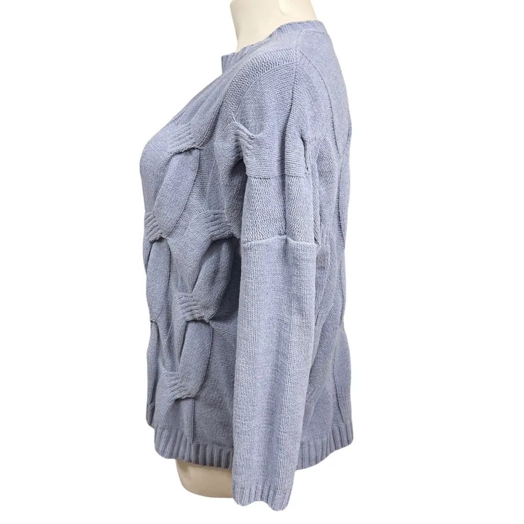 J.Jill Chenille Cable Knit Sweater Womens Large Blue Pullover Cozy - Image 6