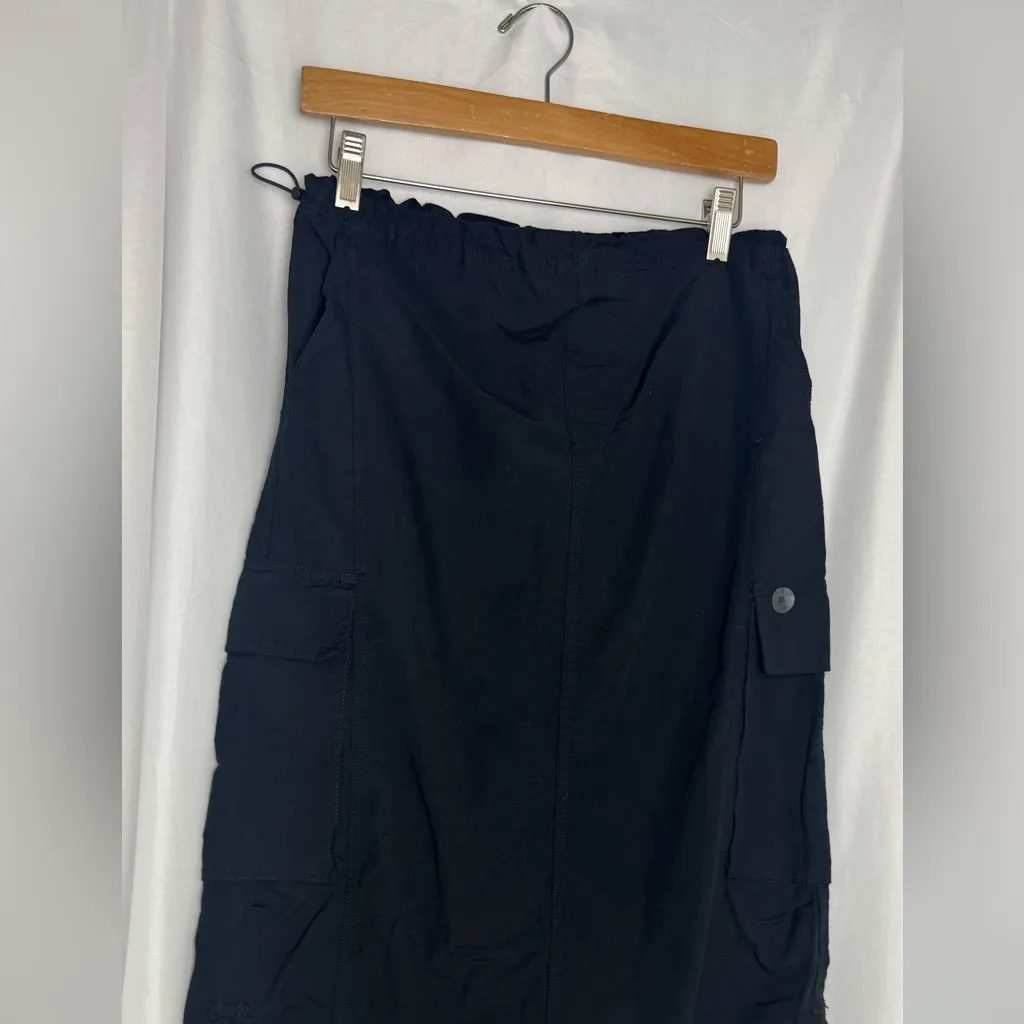 Aeropostale Parachute Cargo Y2K Maxi Black Skirt Drawstring Hem XS NWT - Image 5