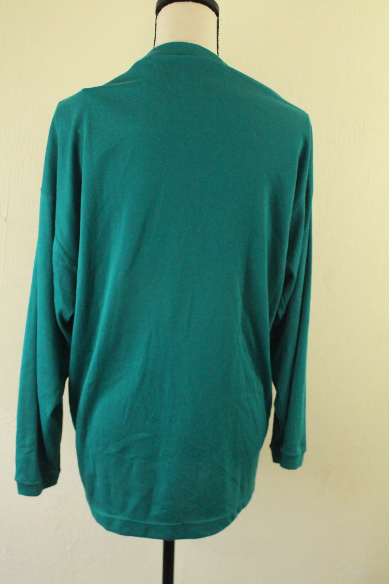 Vintage International Sportswear 80s Deadstock Long Sleeve Green Polka Dot Top Size 18 - Image 2
