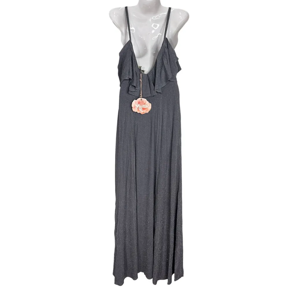 Show Me Your Mumu Renee Ruffle Maxi Dress Dancing Queen Shine Smoke - Image 5