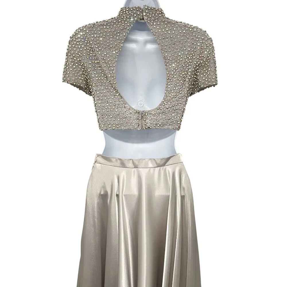 Sherri Hill Rhinestone Beaded Two Piece Matching Set Skirt Crop Top Dress 50037 - Image 6