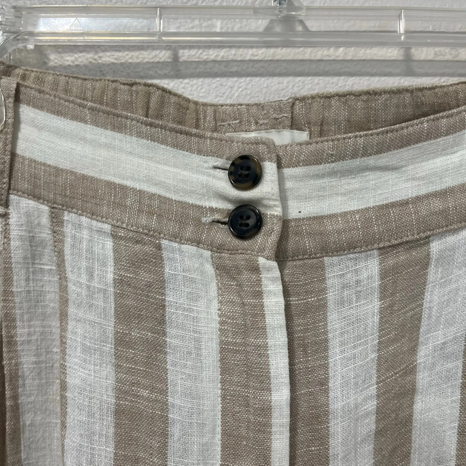 H&M Linen Blend Striped Pants Size 12 Cropped Wide Leg Coastal Grandma - Image 4