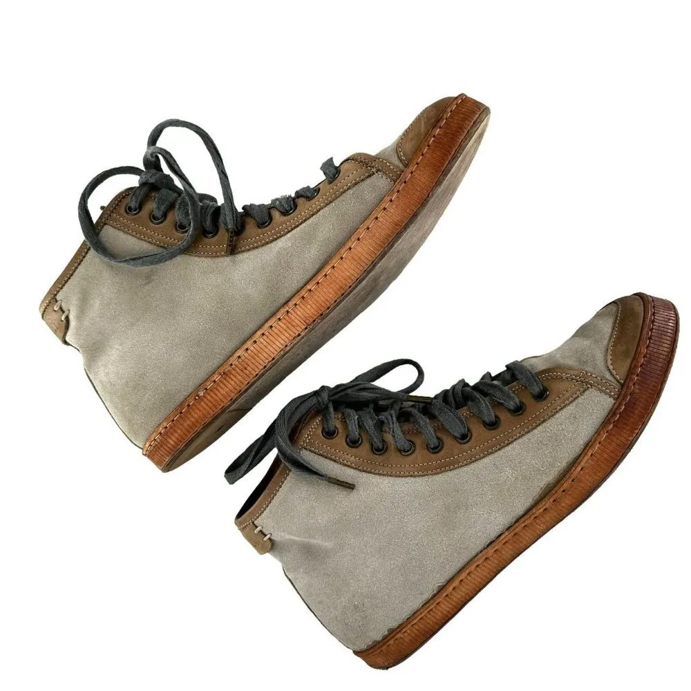 Brunello Cucinelli Gray Nubuck Suede & Leather High Top Sneakers Size 39.5 - Image 4