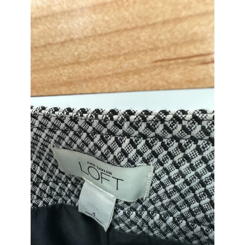 Ann Taylor LOFT Skirt Women 4 Black White Polyester Blend Side Zip Mini - Image 5
