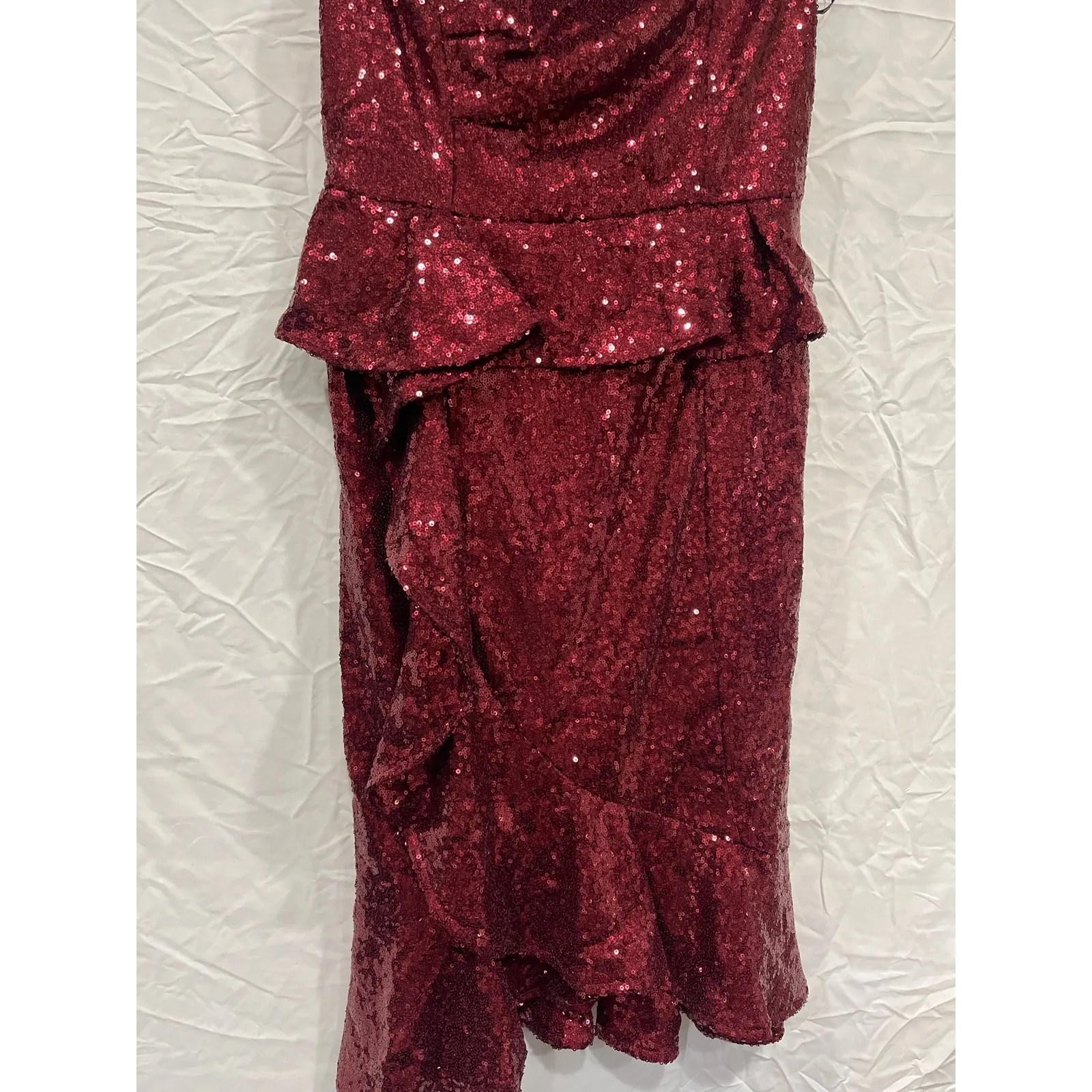 Nikibiki Sequin Tank Cocktail Party Ruffle Dress Women’s Small Ruby Wine - Image 5