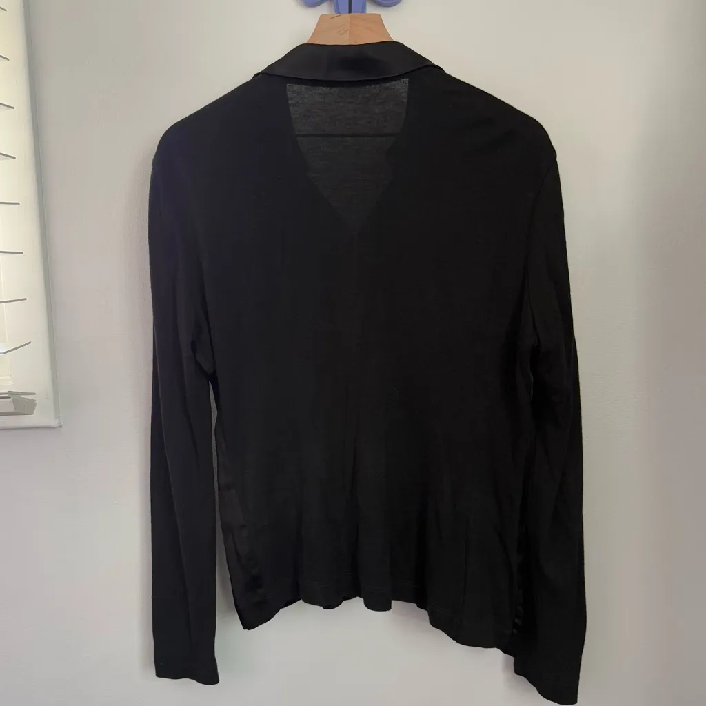 Iceberg 44 US Medium Large Button Up Long Sleeve Shirt Black Virgin Wool Office - Image 5