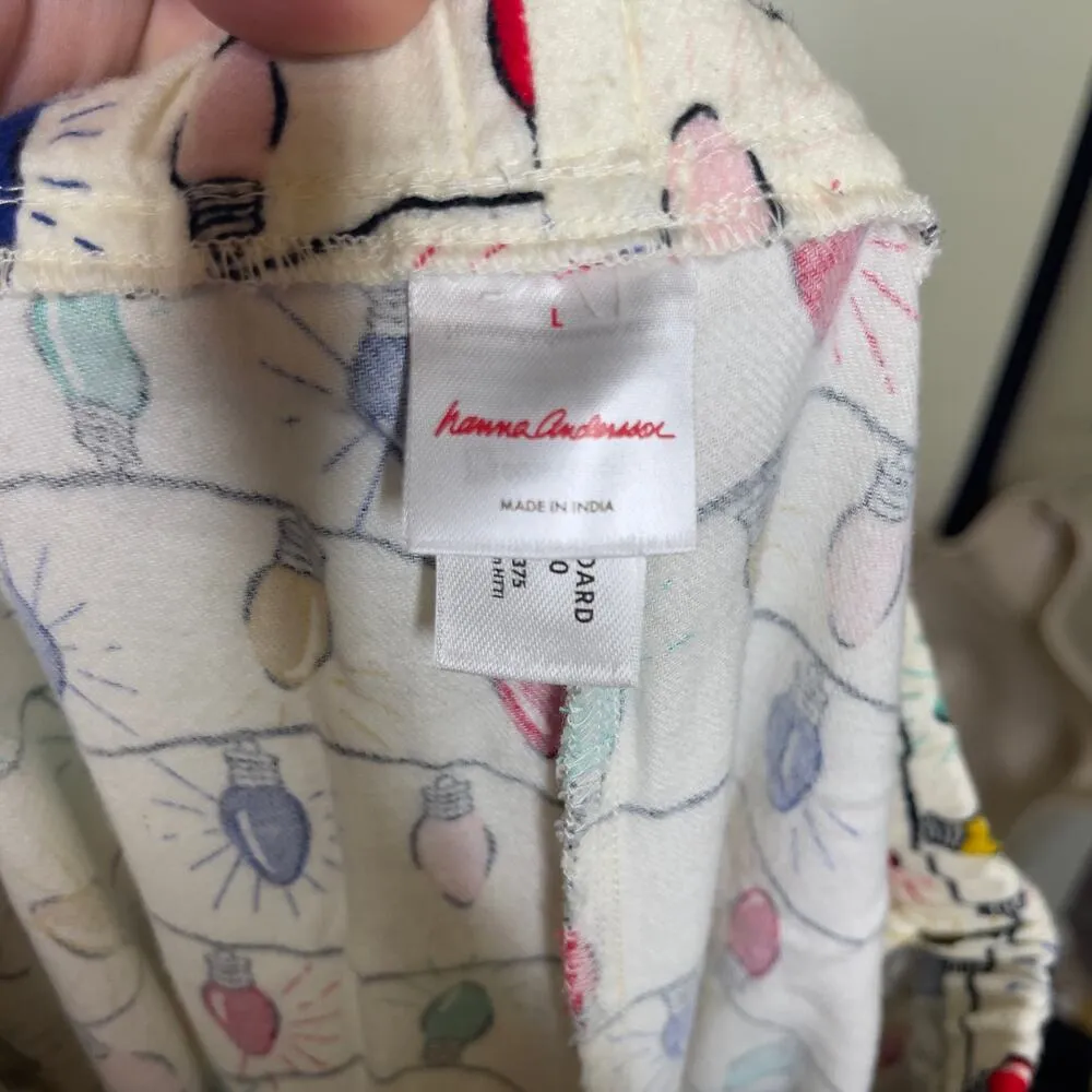 Hanna Andersson adult holidays light flannel cotton straight leg pants sz L Size L - Image 4
