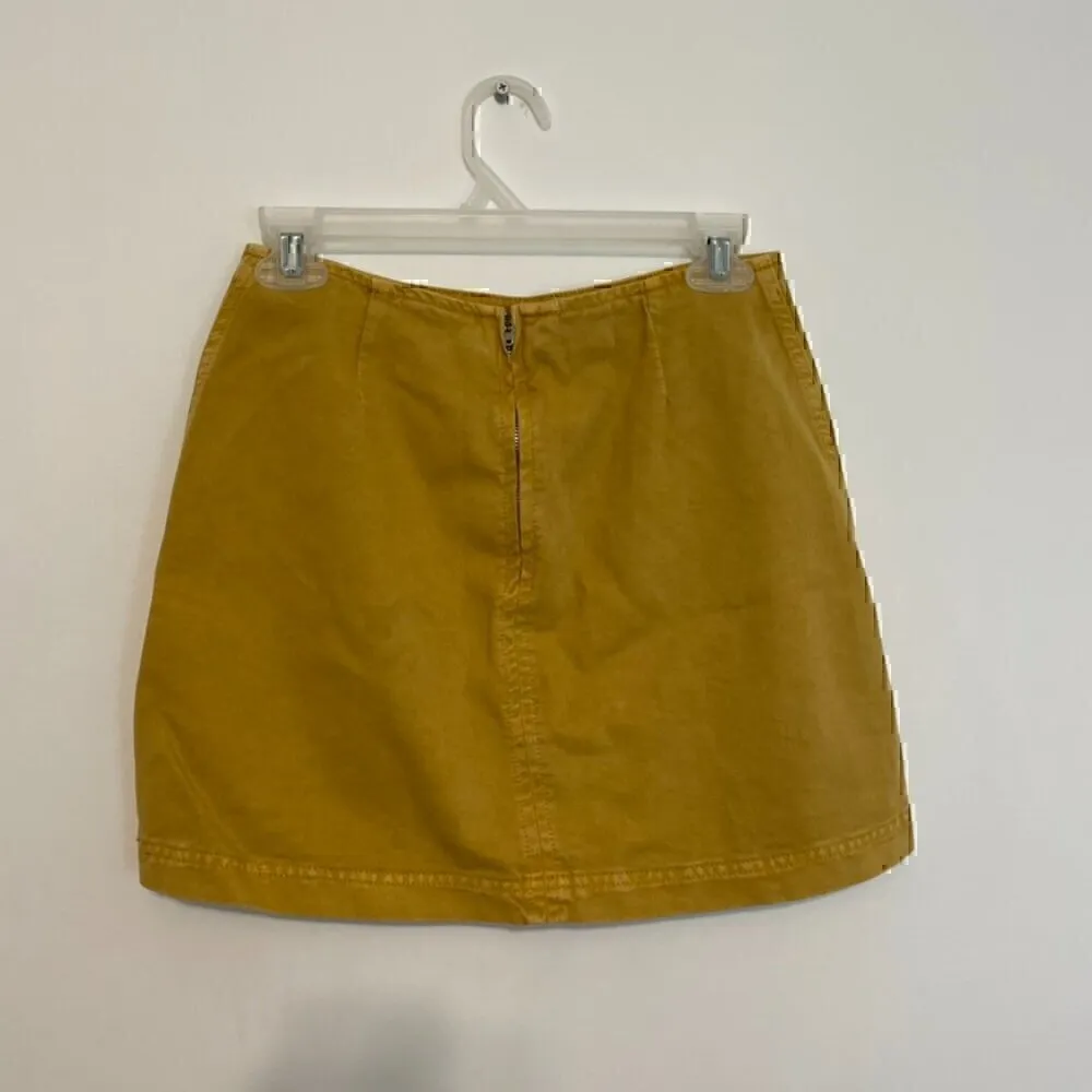 NEW NWT BDG URBAN OUTFITTERS Sara Twill High Waisted Mini Skirt Mustard Yellow S - Image 10