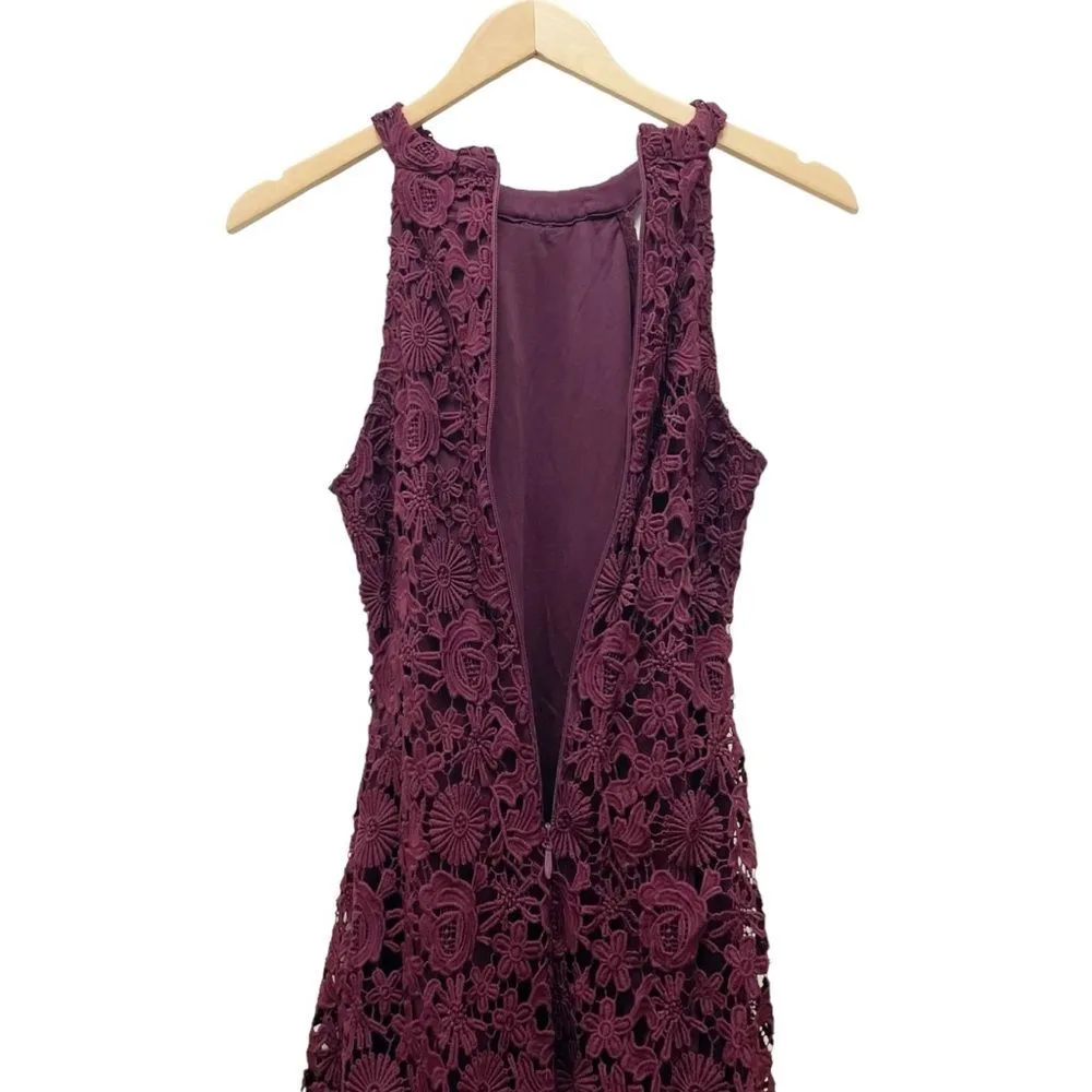 Lulus Love Poem Burgundy Lace Halter Mini Dress Size Small Valentine's Day Date - Image 8