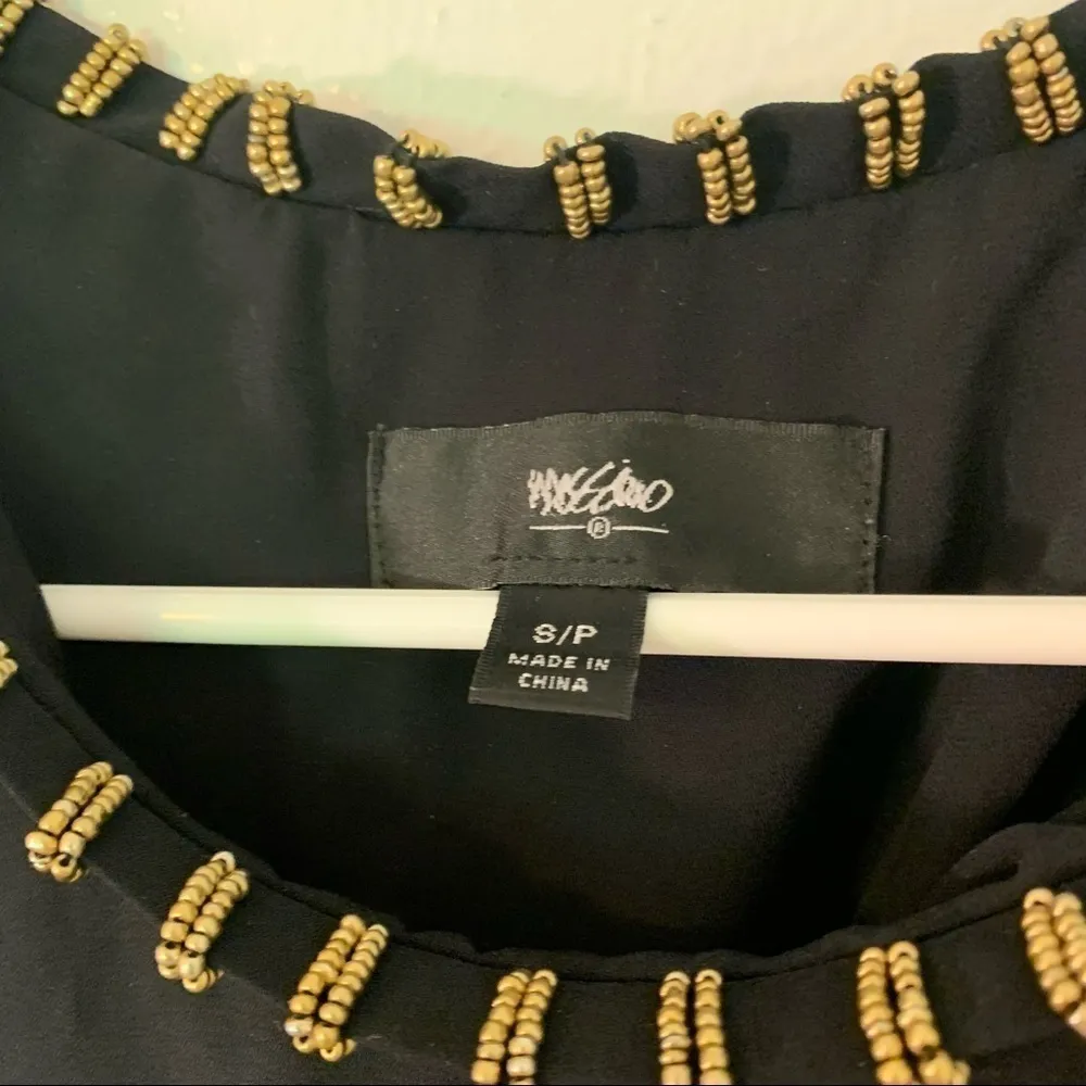 Mossimo Sleeveless Tiered Blouse Black Gold Beaded - Image 5